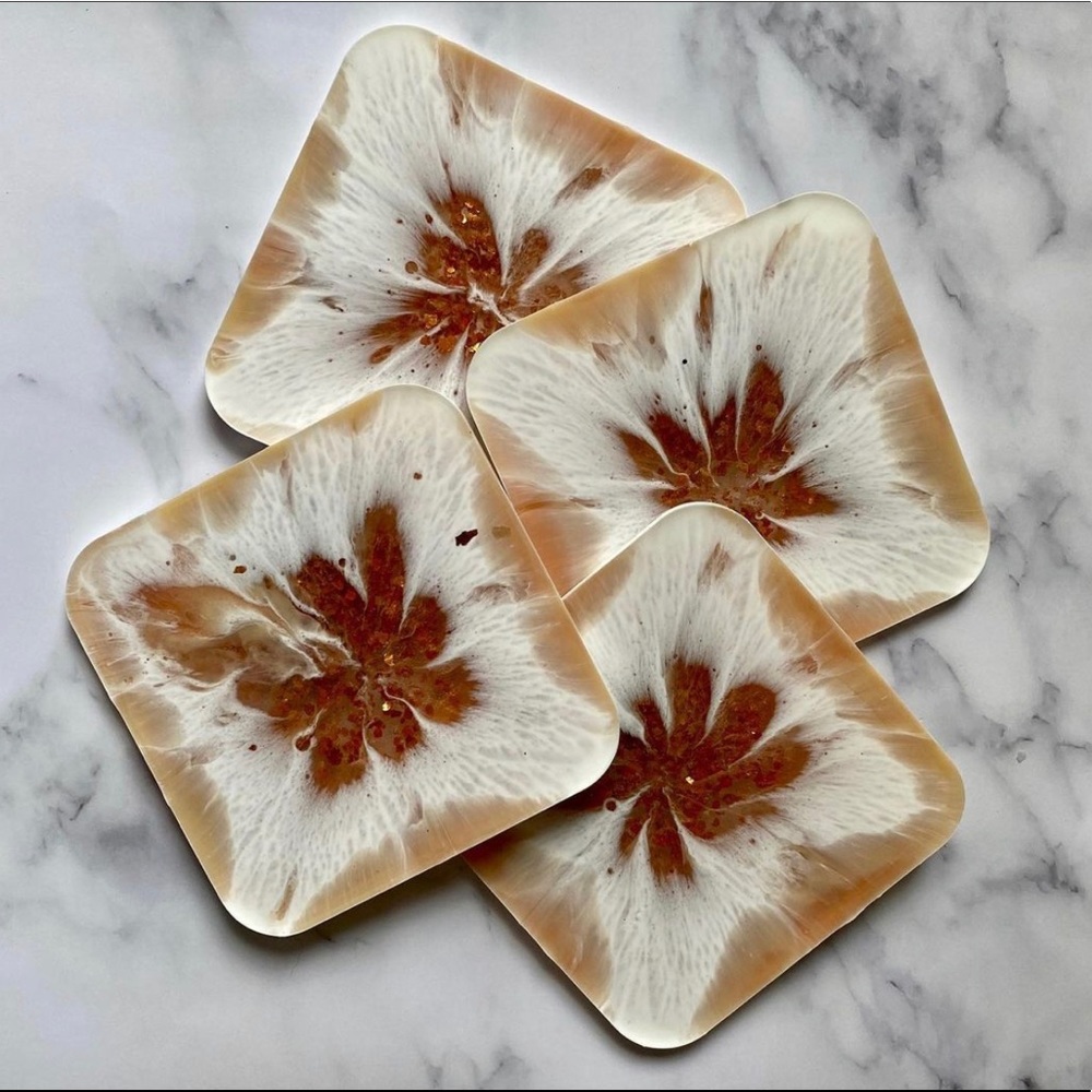 🆕 Coasters Set of 4 Unique Handmade - Picture 3 of 3